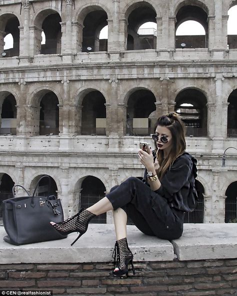 Zaklina (pictured posing at the Coliseum in Rome) says her main goal: 'is to inspire women to wake up their wild side.' Building A Tiny House, Living In Italy, Fall Inspo, Makes You Beautiful, Fashion 2017, Double Tap, Picture Poses, Zara Black, Serbia