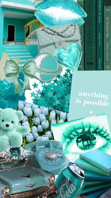 Teal Collage Wallpaper, Collage Wallpaper, Collage