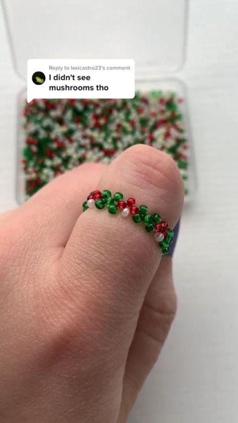 Mushroom Seed Bead, Diy Mushroom, Seed Bead Ring, Beaded Jewelry Pattern, Mushroom Ring, Diy Beaded Rings, Bracelets Handmade Diy, Tutorials Diy, Diy Jewelry Unique