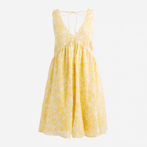 J.Crew: Swingy V-neck Mini Dress In Tossed Floral For Women Yellow Sundress, Floral Babydoll Dress, Flowy Mini Dress, Summer Plans, Blue Striped Dress, Gauze Dress, J Crew Dress, Mini Dresses For Women, Mini Dresses Summer