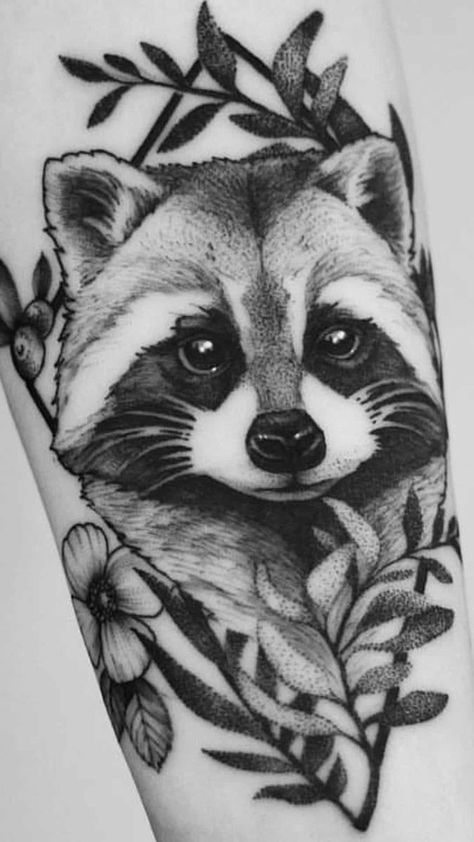 Raccoon Tattoo Design, Cute Raccoon Tattoo, Raccoon Tattoo Ideas, Raccoon Tattoos, Racoon Tattoo, Raccoon Drawing, Raccoon Tattoo, Wildlife Tattoo, Cute Animal Tattoos