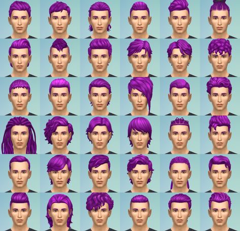 Mod The Sims - Non-default Purple Hair Swatch Sims 4 Cc Maxis Match Purple Hair, Sims 4 Cc Hair Purple, Short Purple Hair, Plum Hair, Violet Hair, Hair Pack, Sims Four, Sims 4 Cas, Cc Sims