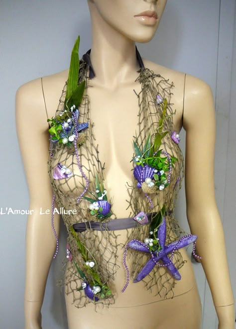 Sea Creature Costume, Rave Halloween, Siren Costume, Sea Costume, Ariel Costume, Mermaid Halloween Costumes, Mermaid Parade, Halter Bra Top, Top Cosplay