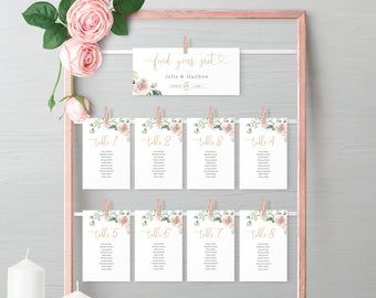 Printable Wedding and Event Stationery & by DIYPaperPrints on Etsy Fall Wedding Seating, Seating Chart Cards, Wedding Table Seating Chart, Wedding Guest Table, Wedding Seating Cards, Table Seating Chart, Wedding Table Seating, Guest Table, Wedding Guest List