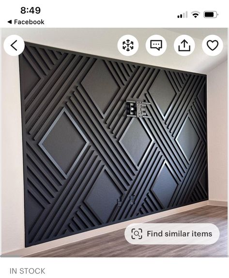 Black Wall Pattern Design, Partial Wall Paneling, Accent Walls In Living Room Modern, Feature Wall In Kitchen, Accent Wall Behind Couch, Accent Wall Ideas For Bedrooms, Accent Walls In Living Room With Tv, Modern Textured Walls, Black Home Interior Design