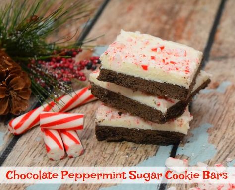 These Chocolate Peppermint Sugar Cookie Bars are the perfect treat for gift giving this holiday season with @BobsRedMill! Happy #Bakesgiving! AD Peppermint Bars, Peppermint Sugar Cookies, Chocolate Peppermint Cookies, Cookies Bars, Peppermint Sugar, Sugar Cookie Bars, Peppermint Cookies, Favorite Dessert Recipes, Bar Cookies