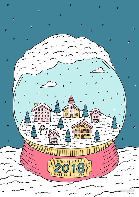 Snow globe by theeighth Snow Globe Graphic Design, Snow Ball Illustration, Winter Sale Poster Design, Terrarium Illustration, Snow Globe Illustration, Illustrative Design, Snow Illustration, Ice Globes, City Illustration