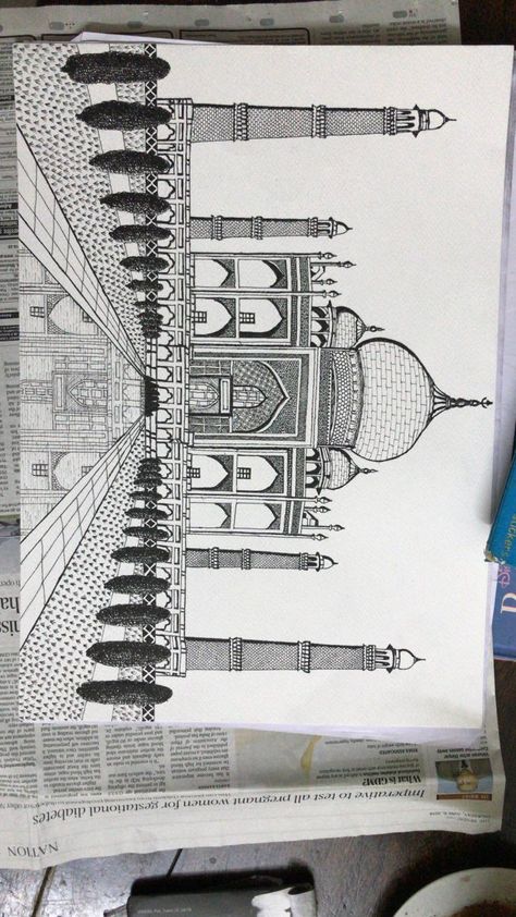 Taj Mahal Sketch, تاج محل, Mocha Bear, Mixing Paint Colors, Scratchboard Art, Pencil Sketch Drawing, Sketches Pencil, Pen Art Drawings, Cool Pencil Drawings