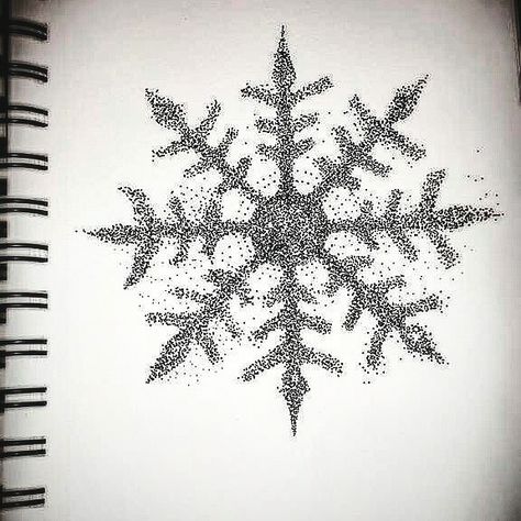 Snowflakes Sketch, Snowflake Sketch, Inktober Inspiration, Stick Poke Tattoo, Snowflakes Drawing, Winter Drawings, Stippling Art, Snow Crystal, Poke Tattoo