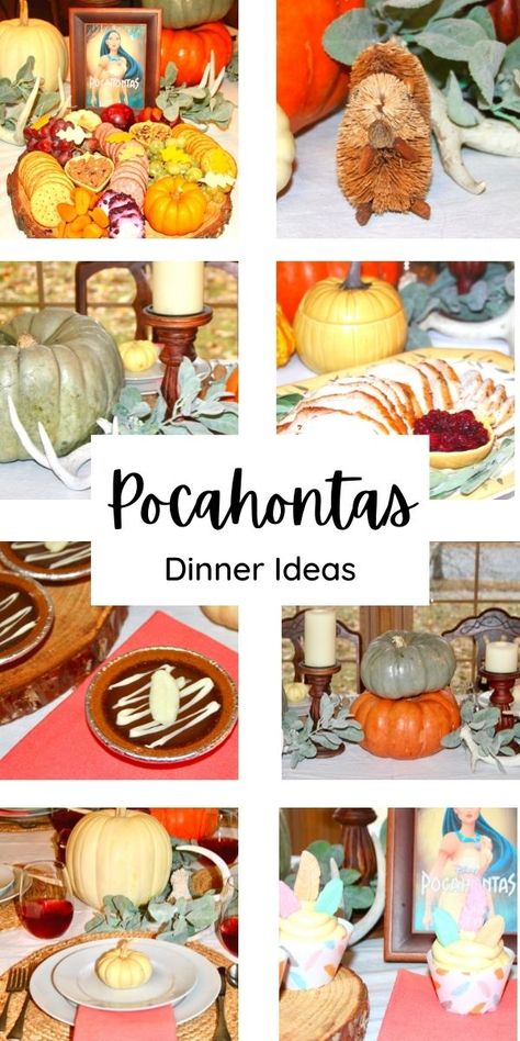 Pocahontas Movie Night, Disney Dinner And Movie Night, Pocahontas Birthday Party, Pocahontas Movie, Themed Nights, Disney Movie Night Dinner, Movie Night Dinner, Movie Night Theme, Disney Inspired Food