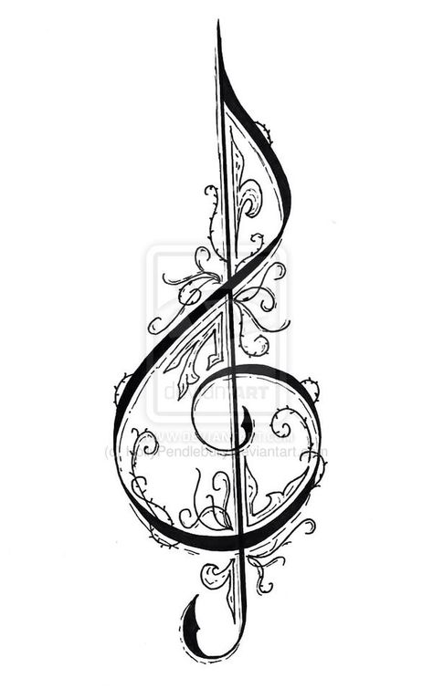 Treble clef. Treble Clef Wallpaper, Treble Clef Art, Clef Tattoo, Treble Clef Tattoo, Tattoo Painting, Music Notes Tattoo, Music Notes Art, Music Tattoo Designs, Note Tattoo