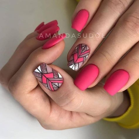 Nail Work, Geometric Nail Art, Matte Nails Design, Geometric Nail, Short Nails Art, Bright Nails, Short Nail Designs, Kandy, Luxury Nails