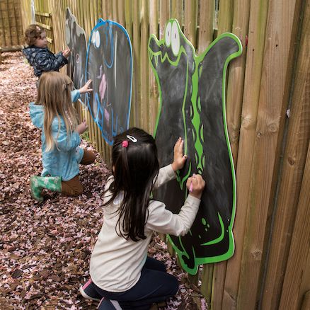 Jungle Themed Chalkboards Assorted 5pk Safari Chalk Art, Jungle Chalkboard Art, Down In The Jungle Activities Eyfs, Jungle Themed Playground, Animal Themed Playground, Kids Outdoor Play, Creative Skills, Drawing Skills, Outdoor Kids