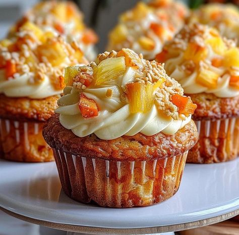 Hawaiian Pineapple Carrot Muffins Best Carrot Cupcake Recipe, Pineapple Carrot Muffins, Carrot Pineapple Muffins, Carrot Recipes Dessert, Carrot Cupcake Recipe, Pineapple Muffins, Carrot Muffin Recipe, Pineapple Cupcakes, Strawberry Sugar Cookies