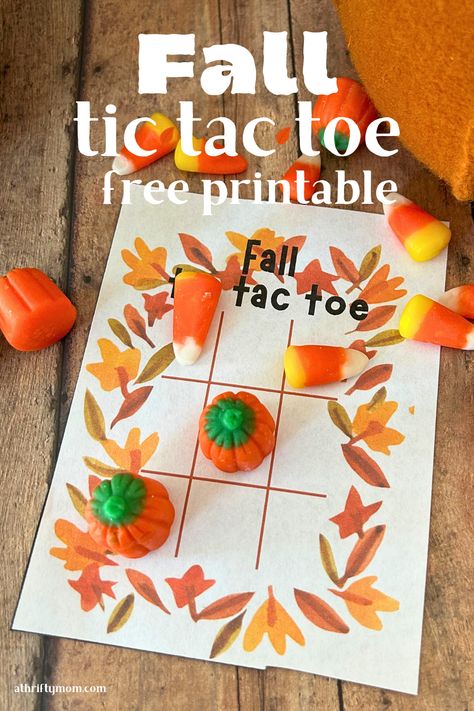 Fall Activities For Nursing Home Residents, Fall Tic Tac Toe, Pumpkin Tic Tac Toe Game, Halloween Tic Tac Toe Printable Free, Fall Classroom Party, Kindergarten Thanksgiving Games, Fall Games For Kids, Kids School Gifts, Thanksgiving Candy