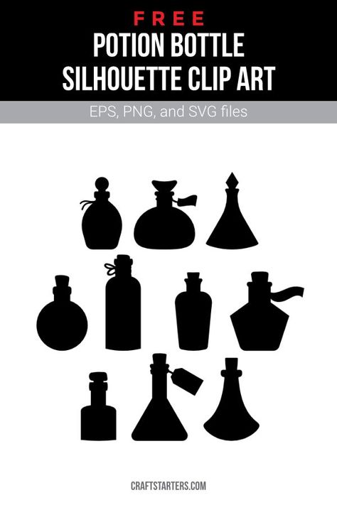 Bottle Silhouette, Halloween Potion Bottles, Halloween Potions, Stencils Printables, Doodle Inspiration, Silhouette Clip Art, Felt Halloween, Silhouette Stencil, Fall Halloween Crafts