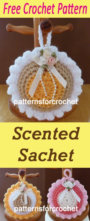 Crochet Sachet Bag, Crochet Sachets Free Patterns, Crochet Scent Pouch, Crochet Car Air Freshener Pattern, Crochet Car Freshener, Crochet Car Air Freshener, Crochet Pagan, Crochet Air Freshener, Wardrobe Freshener