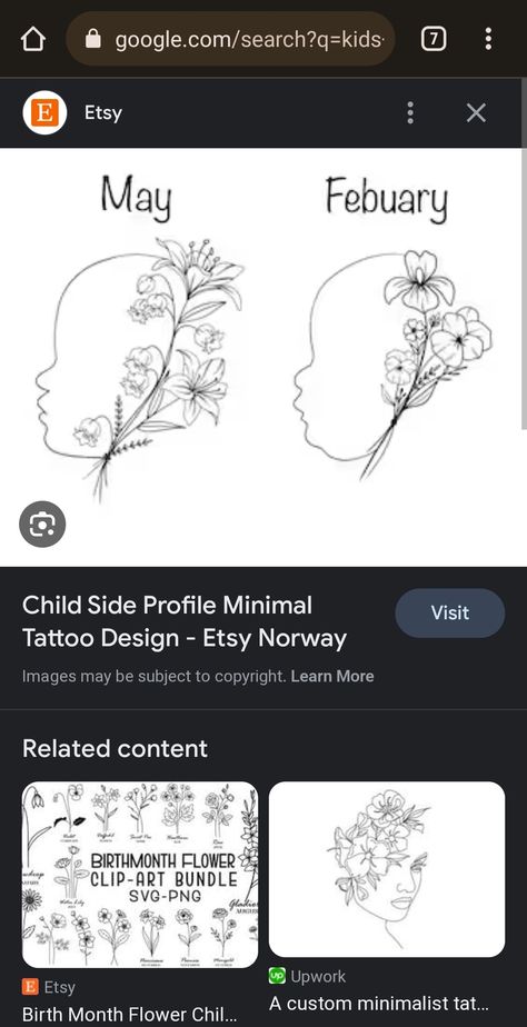 Birth Flower Tattoo With Side Profile, Birth Flower Baby Side Profile Tattoo, Baby Profile Tattoo With Flowers, Floral Motherhood Tattoo, Birth Flower Profile Tattoo, Baby Side Profile Tattoo, Child Profile Tattoo, Baby Profile Tattoo, Side Profile Tattoo