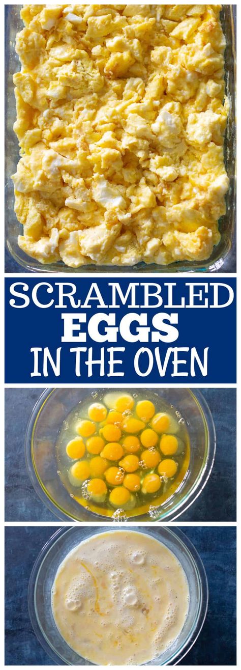 Oven Scrambled Eggs - fluffy eggs made in the oven for a crowd! #oven #scrambled #eggs Scrambled Eggs In The Oven, Scrambled Eggs For A Crowd, Oven Scrambled Eggs, Eggs In The Oven, The Girl Who Ate Everything, Scrambled Eggs Recipe, Brunch Bread, Fluffy Eggs, Eggs Recipe