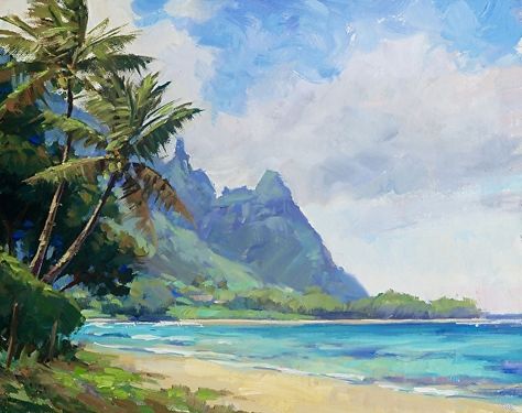 Jenifer Prince, Hawaii Painting, Tropical Painting, Hawaii Art, Canvas For Beginners, Hawaiian Art, Canvas Painting Ideas, Easy Canvas Painting, Landscape Art Painting