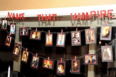 Name that Vampire game Buffy Themed Party, The Vampire Diaries Themed Party, Vampire Diaries Party Ideas, Vampire Diaries Themed Birthday Party, The Vampire Diaries Birthday Ideas, Twilight Party Decorations, Vampire Diaries Party, Twilight Decorations, Twilight Birthday Decorations