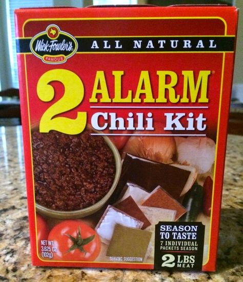 Wick Fowler’s 2-Alarm Chili Kit – Foods We Love Two Alarm Chili Recipe, 3 Alarm Chili Recipe, 5 Alarm Chili Recipe, 2 Alarm Chili Recipe, Chili Kit Recipe, Chili Seasoning Recipe, Easy Turkey Chili, Easy Chilli, Meat Chili