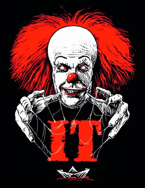 It Es Pennywise, Evil Clown, Stephen King Books, Pennywise The Clown, Pennywise The Dancing Clown, Horror Movie Icons, Horror Artwork, Horror Posters, Creepy Clown