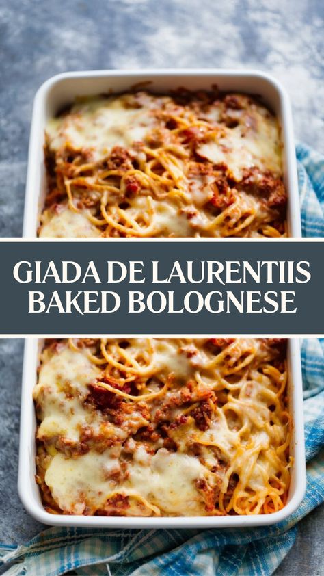 Giada De Laurentiis Baked Bolognese Baked Bolognese Giada, Giada Bolognese Recipe, Giada De Laurentiis Recipes Pasta, Giada Pasta, Pasta Parmesan, Giada De Laurentiis Recipes, Ground Chuck, Giada Recipes, Pasta Bolognese