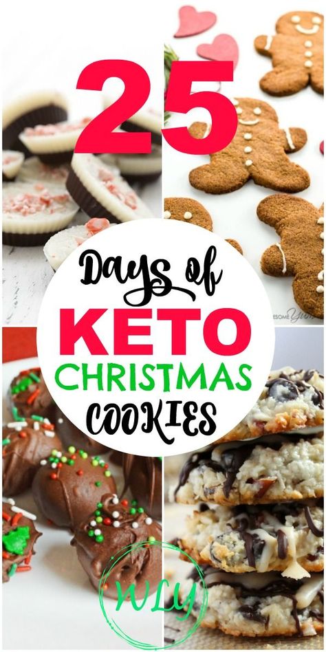 The BEST 25  Keto Christmas cookies out there that make the perfect keto holiday recipes to serve your loved ones. Healthy and Low carb Christmas cookies make it easy to stick to your health plan. #keto #ketorecipes #ketodiet #ketogenic #lowcarb #sugarfree #sugarfreedesserts #glutenfreedesserts #christmas #christmas Low Carb Christmas Cookies, Dolce Poche Calorie, Galletas Keto, Cookies Sans Gluten, Low Carb Christmas, Keto Christmas Cookies, Keto Holiday Recipes, Desserts Keto, Keto Holiday