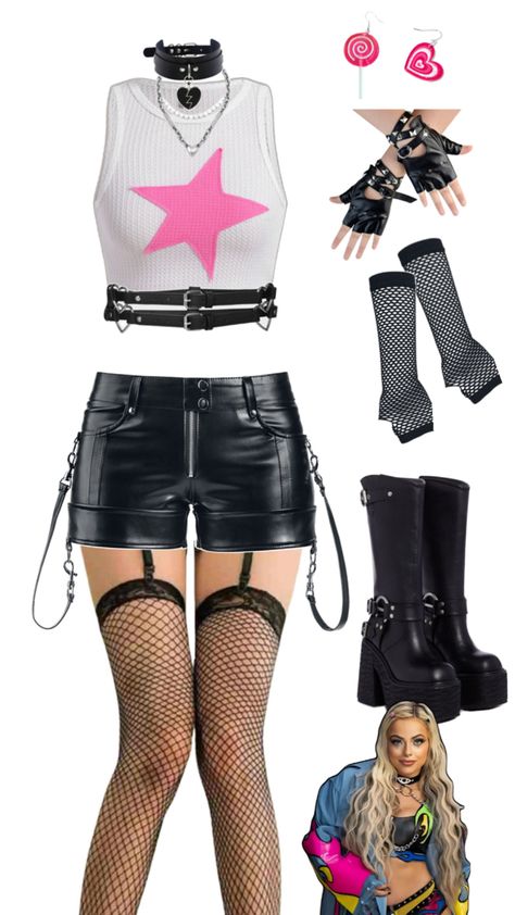 Cute Wrestling Outfits, Wrestling Costumes, Wrestling Outfits, Lilly Pulitzer Outfits, Wwe Outfits, Wrestling Gear, Goth Shoes, Liv Morgan, 2000s Clothes