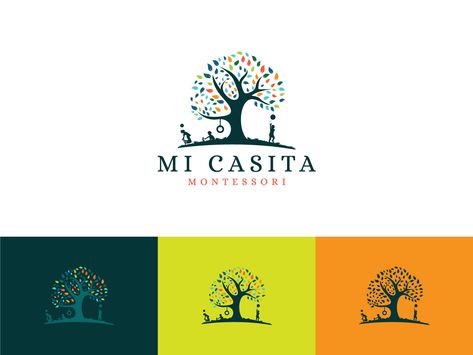 Montessori logo design . A colorful childish natural logo for montessori school Montessori Logo, Logo Idea, Montessori School, School Logo, Natural Logo, 로고 디자인, Creative Professional, Montessori, Global Community