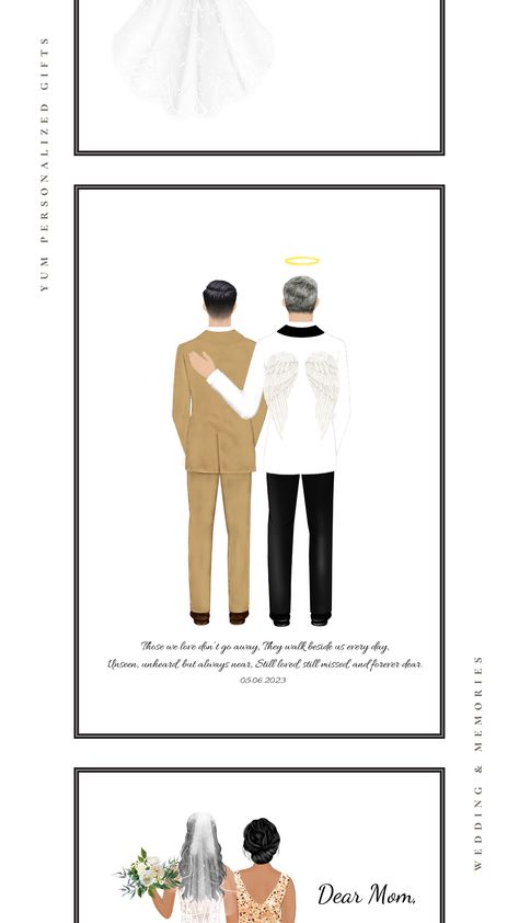 Our exclusive design makes a perfect personalized gift for the groom from passed away deceased dad or grandfather. Beautiful, touchable, memorial gift. This listing is for father of the groom, grandfather of the groom. ✨DIGITAL FILE and PRINT✨ Wedding Memorial, Wedding Groom, Memorial Gifts, Wedding Portraits, Exclusive Designs, Printed Items, Dream Wedding, Personalized Gifts