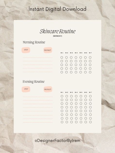 WHO IS THIS LISTING FOR?

This printable is perfect for anybody who would like to keep track of their skincare routine and track how each skincare product works on your skin.

This has proved to work for me and it was nice to have something to prompt me to track the best skincare products for me for the perfect skincare routine. Skincare Tracker, Skincare Template, Beauty Planner, Esthetician Forms, Routine Printable, Evening Routine, Planner Templates, Life Organization, Esthetician