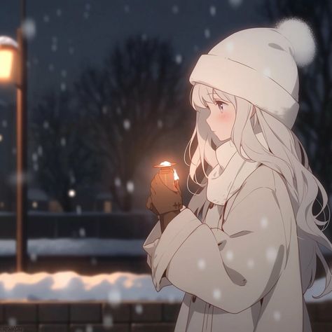 Winter Matching Pfp Girl And Girl, Anime Winter Gif, Winter Character Art, Anime Winter Aesthetic, Winter Aesthetic Anime, Anime Winter Pfp, Anime Winter Outfit, Winter Outfits Anime, Christmas Pfp Girl