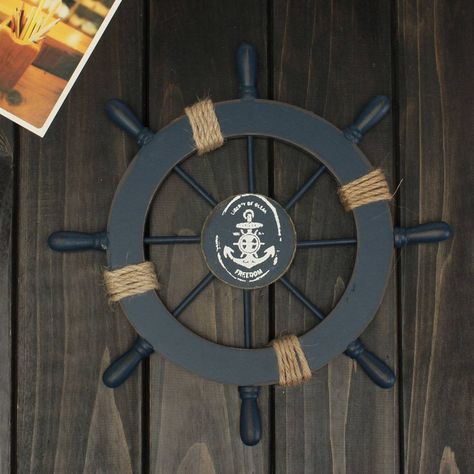 Wheel Fish, Ship Steering Wheel, Anchor Wall Decor, Wood Anchor, Wooden Wheel, Wood Boats, Ship Wheel, Wooden Ship, Nautical Wall