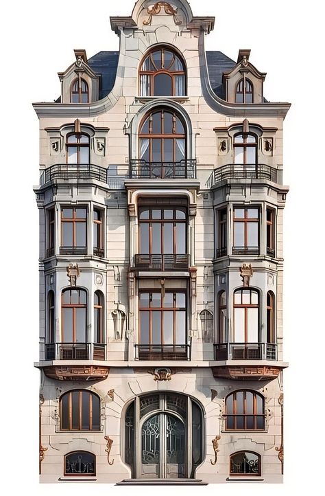 English Buildings Architecture, European Architecture Homes, Paris Architecture Aesthetic, French Chateau Exterior, Bathroom Objects, Beaux Arts Architecture, Steampunk City, Townhouse Exterior, Kitchen Objects