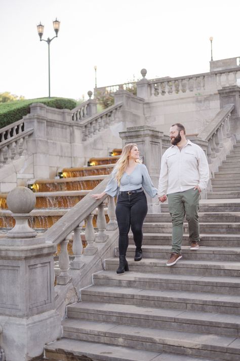 Summer Engagement Photos at Ault Park in Cincinnati at sunrise Ault Park Engagement Photos, Engagement Photos Cincinnati, Cincinnati Engagement Photos, 13th Anniversary, Engagement Photography Poses, Cincinnati Wedding, Summer Engagement Photos, Engagement Pictures Poses, Park Photography