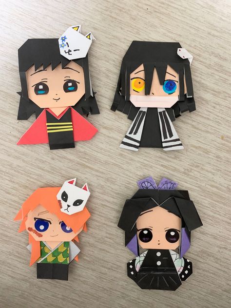 Origami + art of Kimetsu No Yaiba Anime Origami, Demon Slayer Diy, Manga Gift Ideas, Loom Knitting Tutorial, Cute Origami, Paper Craft Videos, Artistic Inspiration, Origami Art, Craft Organization