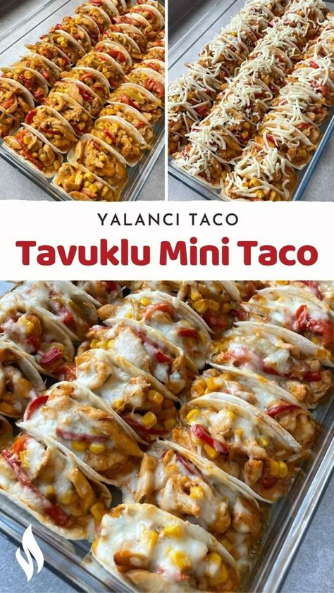 Tavuklu Mini Tacolar (Yalancı Taco) - Nefis Yemek Tarifleri - #11579719 Mini Taco, Mini Tacos, Recipe Boards, Mini Foods, Turkish Recipes, Food Obsession, Fajitas, Healthy Dinner, Meal Planning