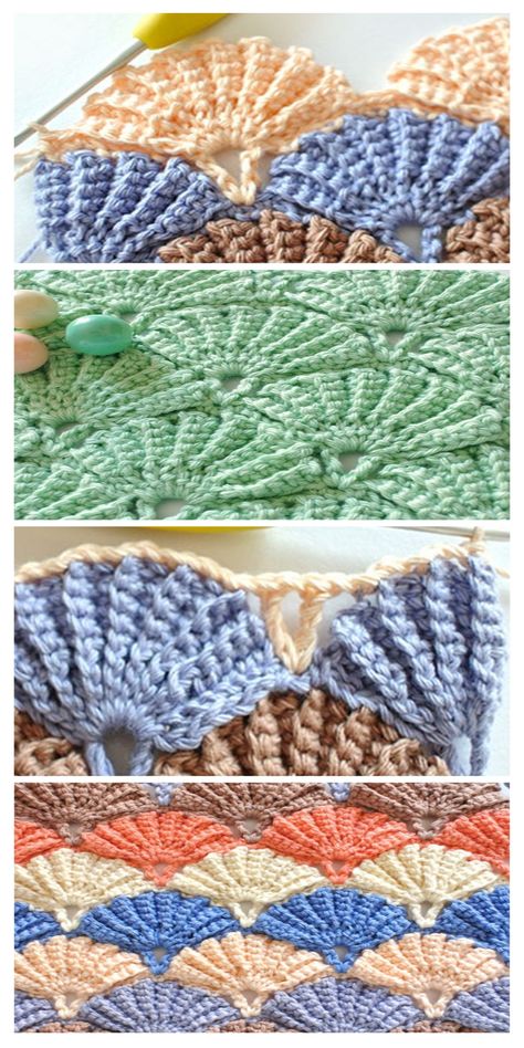 Crochet shell stitchLevel: upper beginner Author: My PicotThis elegant stich is going to look great both in multicolor and in your favorite single shade. Well then, do you prefer pastels or maybe something more vibrant? No matter which way you go, your clothes and decorations are going to make you think about a nice day on the beach. Nautical Afghan Crochet Patterns, Crochet Baby Blanket Edging, Crochet Blanket Stitches, Nautical Crochet, Crochet Blanket Stitch, Shell Crochet, Crochet Shell, Seashells Patterns, Decorative Stitches