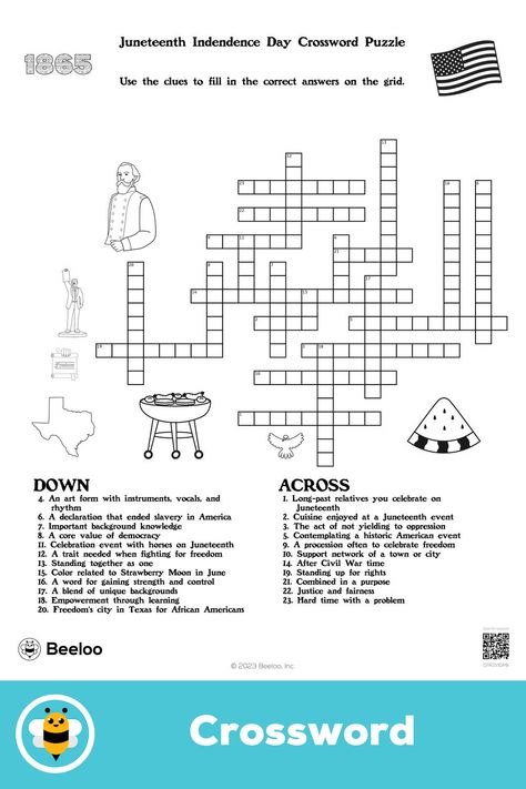 Advanced juneteenth-themed crossword puzzle for kids ages 9 and up Juneteenth Preschool Activities, Juneteenth Activities, Juneteenth Word Search, How To Celebrate Juneteenth, What Is Juneteenth, Crossword Puzzle, Printable Crafts, Puzzles For Kids, Screen Time