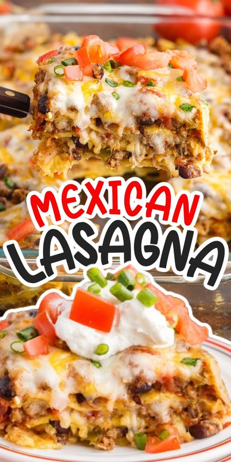 Mexican Recipes For Potluck, Fast Mexican Food Recipes, Ground Meat Mexican Recipes, Mexican Lasagna Corn Tortillas, Leftover Mexican Food Recipes, Mexican Style Lasagna, Cowboy Lasagna Trisha Yearwood, Mexican Ground Beef Recipes For Dinner, Mexican Meals Authentic