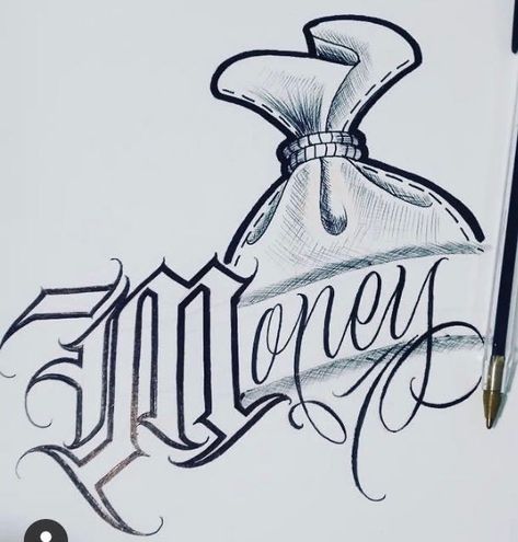 Lowrider Art Tattoo, Drawing Ideas Mexican Culture, Tattoo Designs Men Small Hand, Mexican Things To Draw, La Drawing Art, Chicano Art Style Letters, 90s Drawings Ideas, Chicano Lettering Drawing, Money Art Drawings