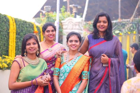 Beautiful third gen daughters-in-law of the Kankatala family - Sowmya, Indu, Sonika and Sindhura.  . . . #Bhogicelebrations #Bhogi2019 #Makarasankranti #Kankatalafamily #Kankatala — with Sowmya Kankatala, Indu Kankatala and Sindhura Kankatala. Book Crafts Diy, Fashionable Saree Blouse Designs, Orange Blouse, Daughter In Law, Embroidery Blouse Designs, Embroidery Blouse, Saree Blouse Designs, Designer Wear, Saree Wedding