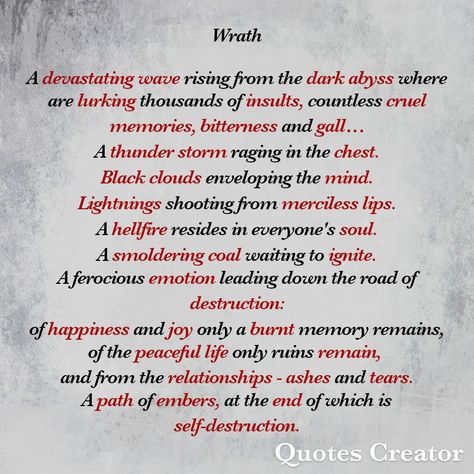 Wrath Sin Aesthetic, Wrath Quotes, Sin Aesthetic, Mask Project, The Seven Deadly Sins, Religious Illustration, Quote Creator, Anger Issues, Peaceful Life