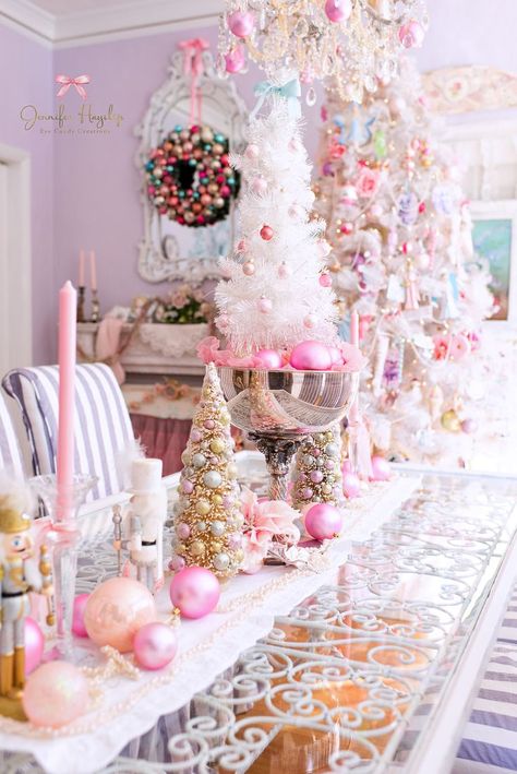 Sugar Plum Christmas Dining Room | Christmas Home Tour www.j… | Flickr Pink Christmas Diy, Sugar Plum Christmas, Pink And White Christmas, Plum Christmas, Rose Gold Christmas Decorations, Christmas Dining Room, Rose Gold Christmas, Pink Xmas, Pink Ornament