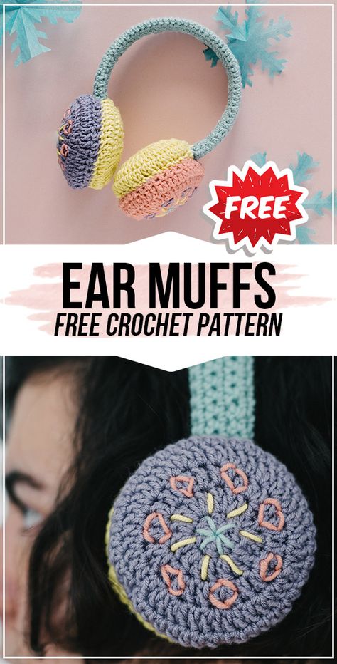 CROCHET EAR MUFFS free pattern - easy crochet ear-muffs pattern for beginners Crochet Ear Muffs, Crochet Earmuffs, Yarn Projects Crochet, Crochet Ear Warmer Pattern, Crochet Hooded Scarf, Crochet Ear Warmer, Crochet Clothing And Accessories, Ear Muffs, Crochet Clothes Patterns