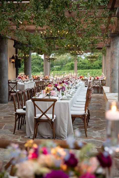 Reception decor at this September wedding at Wolffer Winery in New York. Vineyard Dinner, Winery Wedding Photos, Sonoma Wineries, Candle Arrangements, Bella Wedding, Private Estate Wedding, Long Island New York, Summer Tables, September Wedding