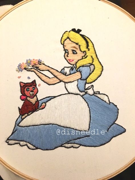 disney embroidery alice in wonderland dinah cat Alice In Wonderland Embroidery, Disney Embroidery, Alice In Wonderland, Hand Embroidery, Disney Princess, Embroidery, Disney Characters, Disney, Crochet