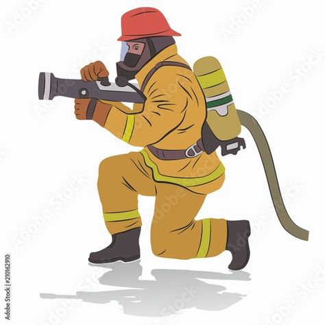 Fireman Illustration, Fireman Art, Vector Drawing, Image Illustration, Adobe Stock, Desi, Stock Vector, Doodles, Stock Images